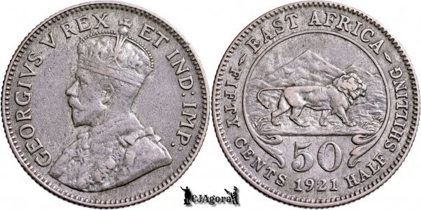 1921, 50 Cents - George V - British East Africa | KM 20