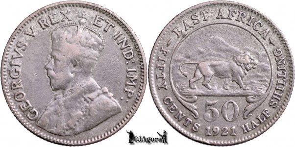 1921, 50 Cents - George V - British East Africa | KM 20