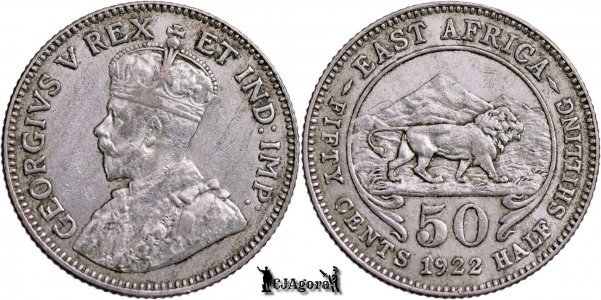 1922, 50 Cents - George V - British East Africa | KM 20