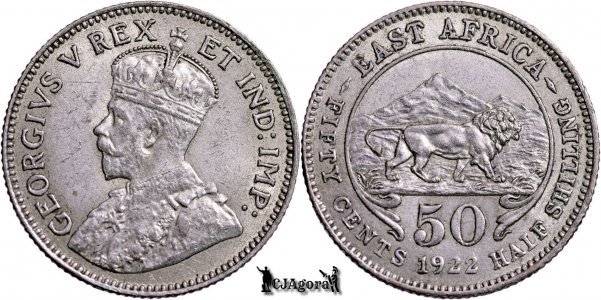 1922, 50 Cents - George V - British East Africa | KM 20