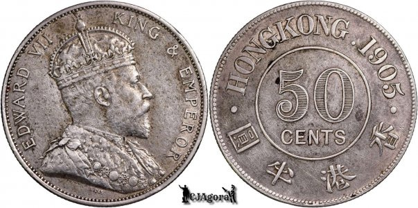 1905, 50 Cents - Eduard al VII-lea - Hong Kong-ul britanic - Imperiul Britanic | KM 15