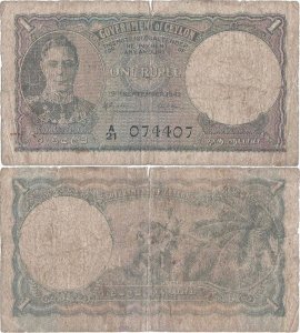 1942 (19 Septembrie), 1 rupee (P-34a.2) - Ceylon