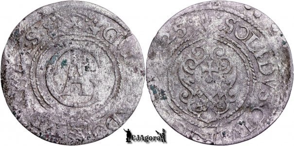 1625, 1 Solidus -  Gustavus II Adolphus - City of Riga - Swedish Livonia - Swedish Empire | KM 9