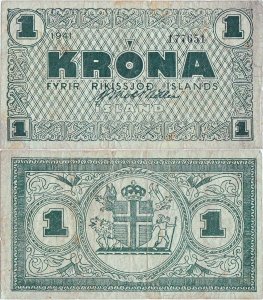 1946, 1 króna (P-22m) - Islanda