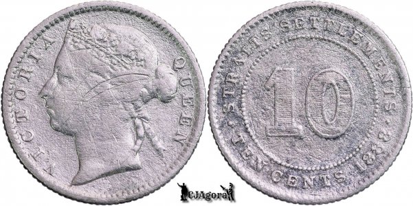 1888, 10 Cents - Victoria - Așezările Strâmtorii | KM 11