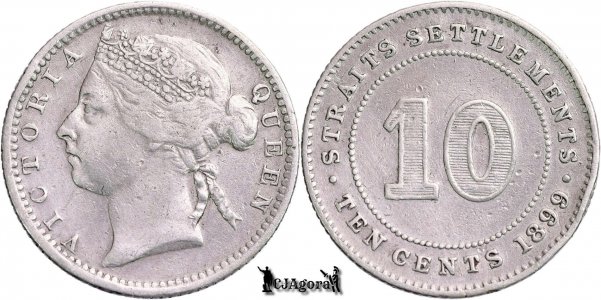 1899, 10 Cents - Victoria - Așezările Strâmtorii | KM 11