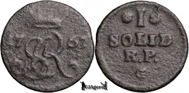 1767 G, 1 Szeląg Koronny - Stanisław August Poniatowski - Regatul Poloniei și Marele Ducat al Lituaniei