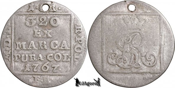 1767 FS, Grosz Srebrny Koronny - Stanisław August Poniatowski - Varşovia - Regatul Poloniei și Marele Ducat al Lituaniei