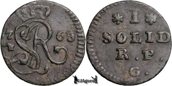 1768 G, 1 Szeląg Koronny - Stanisław August Poniatowski - Regatul Poloniei și Marele Ducat al Lituaniei - eroare suprabatere '8' & 'P'