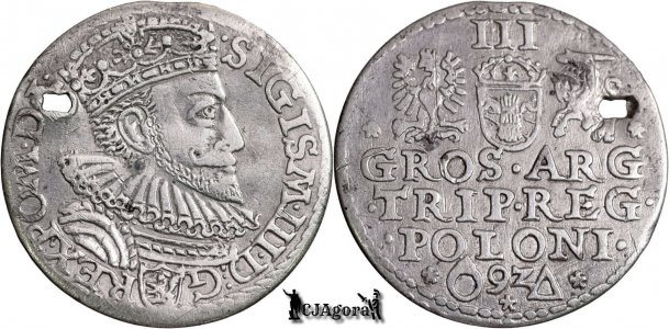 1592, Trojak / 3 Grosze - Sigismund al III-lea Vasa - Malbork - Regatul Poloniei și Marele Ducat al Lituaniei