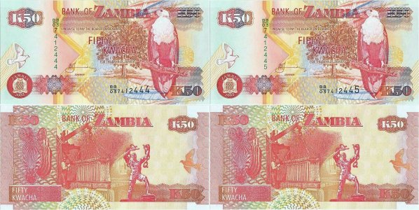 2003 , 50 kwacha ( P-37d.2 ) - Zambia (×2)