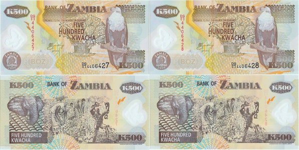 2006 , 500 kwacha ( P-43e ) - Zambia (x2)