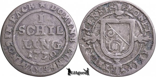 1739, 1 Schilling - Orașul Zürich - Zürich - Confederația Elvețiană | KM 148